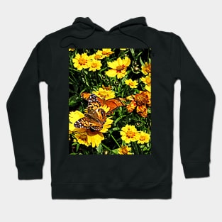 Butterflies - Orange Butterflies on Yellow Coreopsis Hoodie